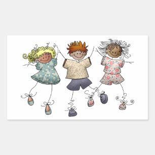 Adesivo Retangular Crianças com figuras de punho