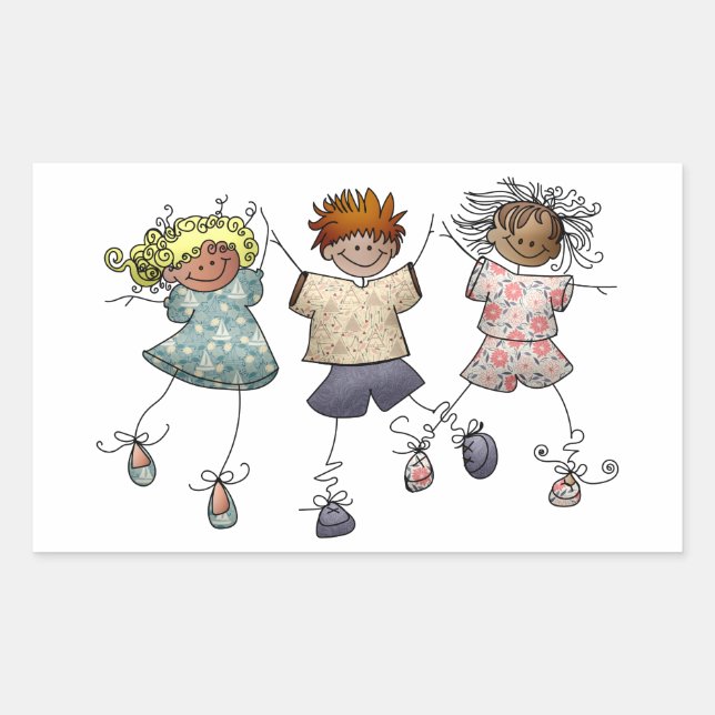 Adesivo Retangular Crianças com figuras de punho (Frente)