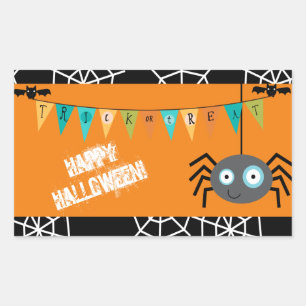Adesivo Retangular Crianças do Spider Halloween