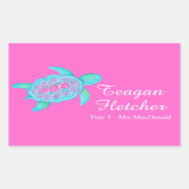 Adesivo Retangular Crianças nomeadas caracóis de tartaruga com cola r