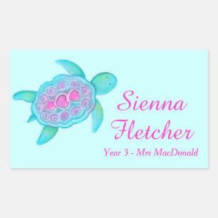 Adesivo Retangular Crianças nomeadas caracóis de tartaruga-de-caracol