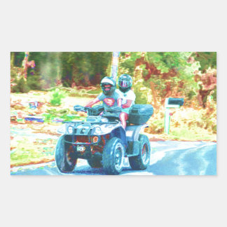 Adesivo Retangular Crianças que viajam em veículos todo-o-terreno ATV