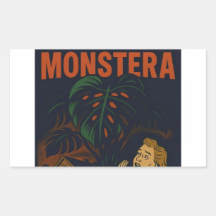 Adesivo Retangular Criei uma Planta de Terror Monstera Retro