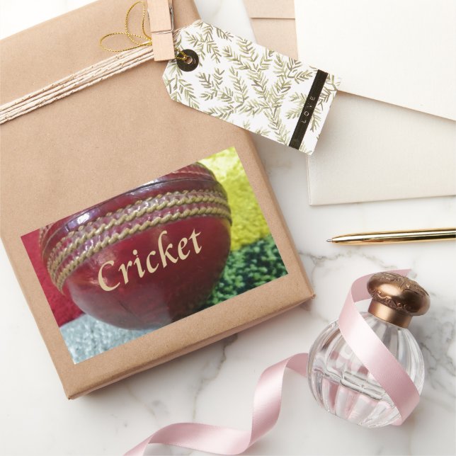 Adesivo Retangular Críquete: Impressão de Bola de Duro Vermelho (Presentear)