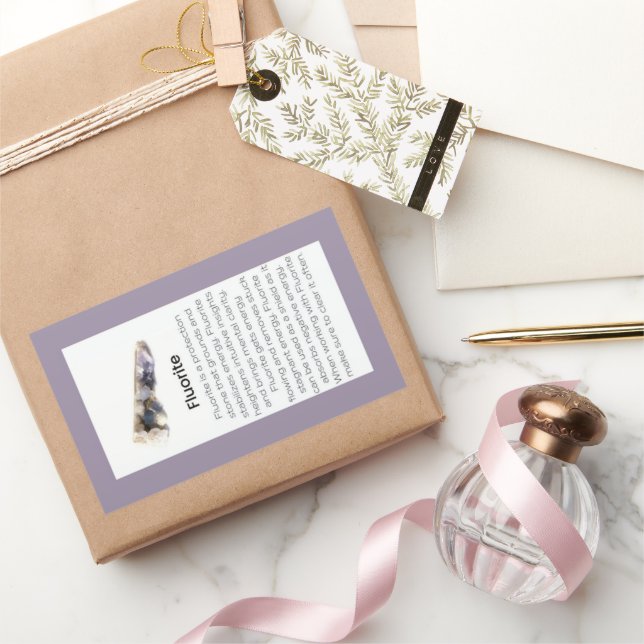 Adesivo Retangular Cristal Fluorito Significa Pacote Gemstone De Joia (Presentear)