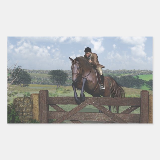 Adesivo Retangular Cross Country - Jumping Horse Sticker (Frente)