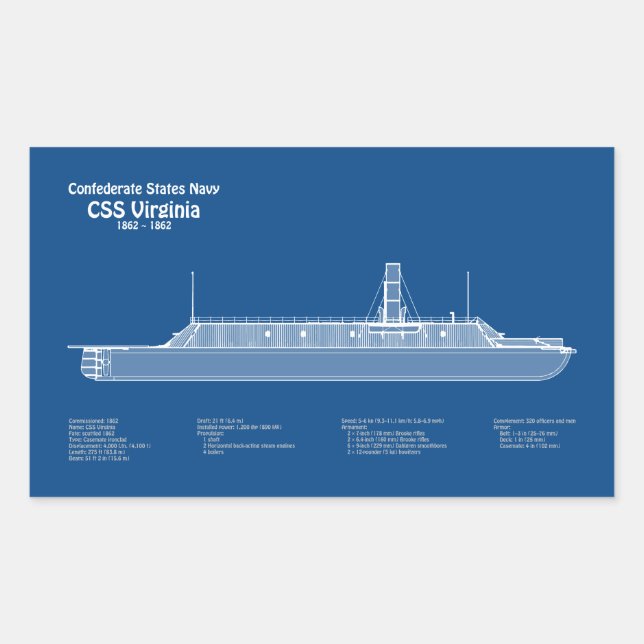 Adesivo Retangular CSS Virginia - Ship Blueprint Planos ABD (Frente)
