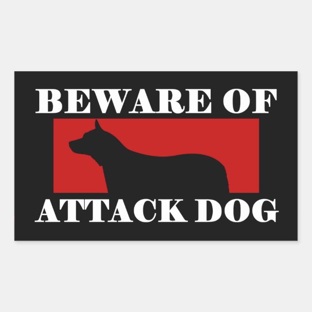 Adesivo Retangular Cuidado com o Cachorro Ataque - Cachorro Australia (Frente)