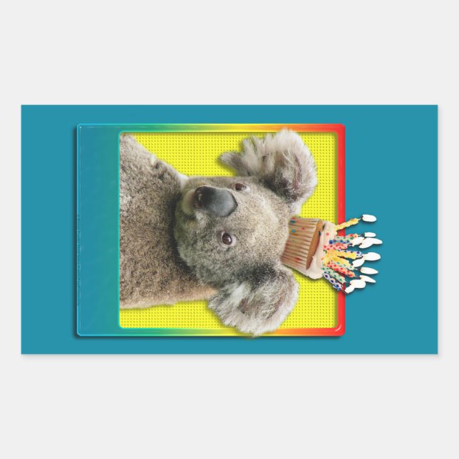 Adesivo Retangular Cupcake de aniversário - Koala (Frente)