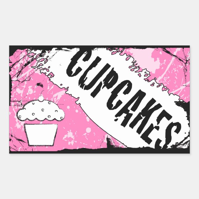 Adesivo Retangular cupcakes de migalhas (Frente)