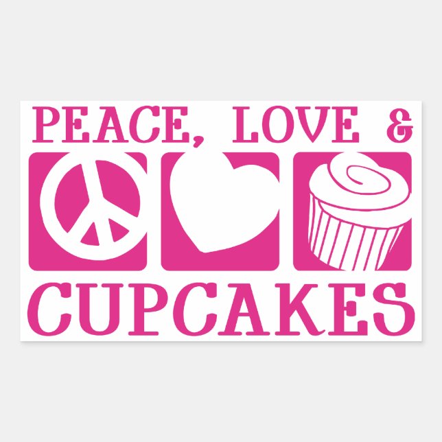 Adesivo Retangular Cupcakes de Paz e Amor (Frente)