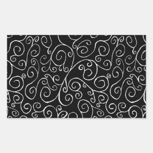 Adesivo Retangular Curvas de Rolagem Brancas em Preto