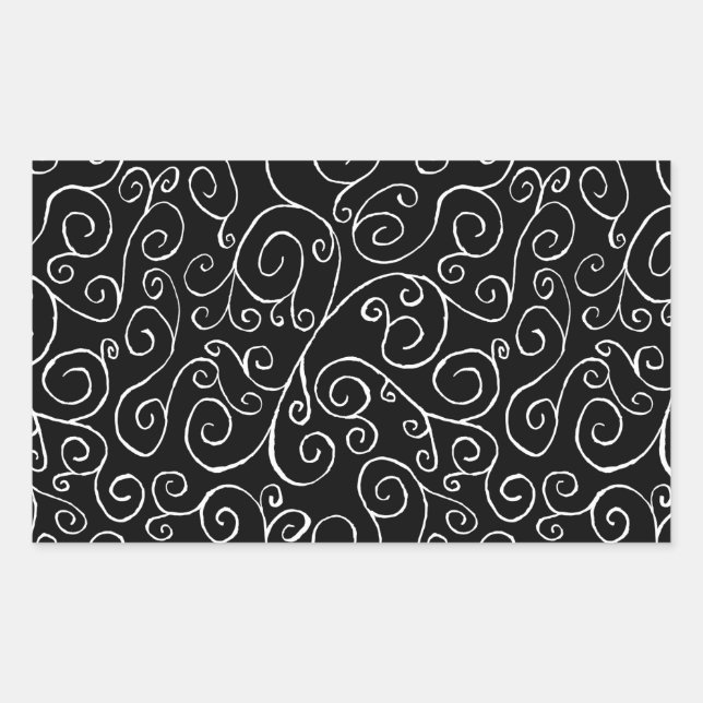 Adesivo Retangular Curvas de Rolagem Brancas em Preto (Frente)
