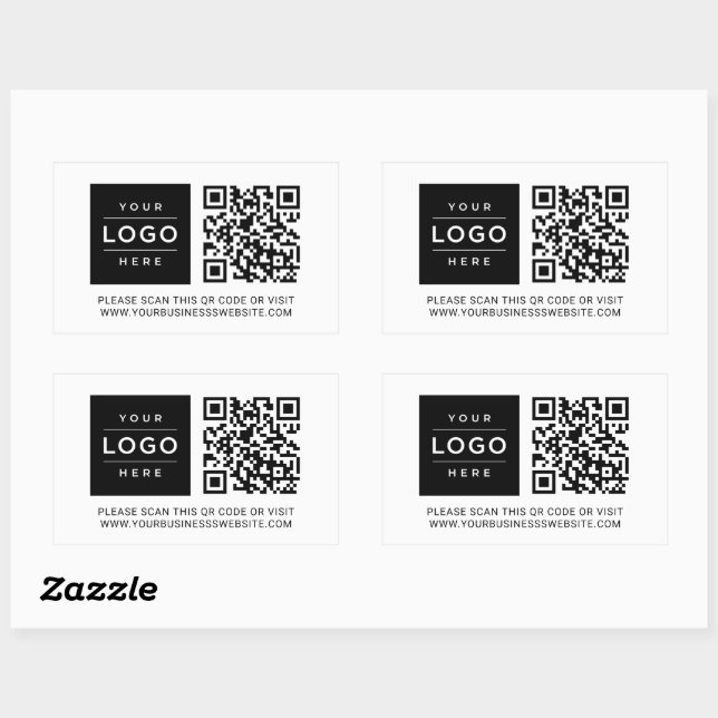 Adesivo Retangular Custom Business Logo and Website QR Code (Folha)