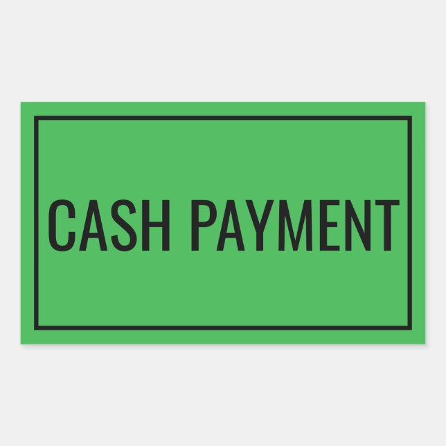 Adesivo Retangular Custom Cash Payment Text Sticker for Banking Use (Frente)