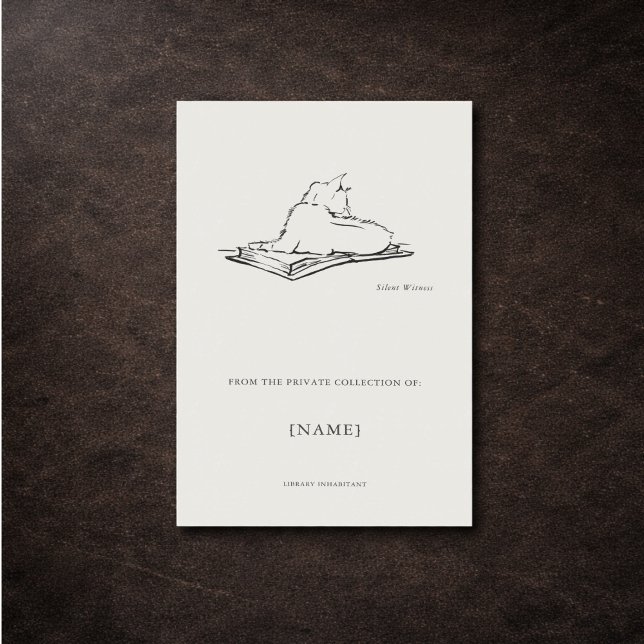 Adesivo Retangular Custom Cat Ex Libris| Vintage Bookplate  (Criador carregado)