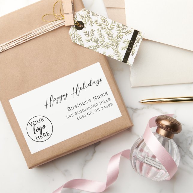 Adesivo Retangular Custom Christmas Holiday Business Logo Return (Presentear)