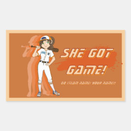 Adesivo Retangular Custom Female Baseball Player Sticker