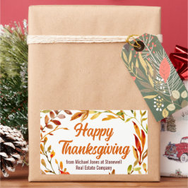 Adesivo Retangular Custom Happy Thanksgiving Autumn Leaves Business