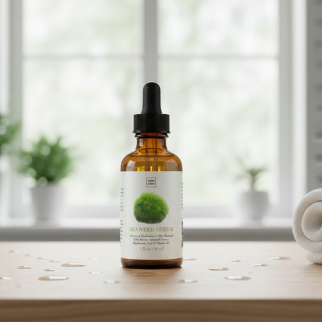 Adesivo Retangular Custom Professional Seaweed Serum Skincare Label (Criador carregado)