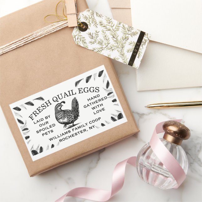 Adesivo Retangular Custom Quail Egg Carton Labels for Your Farm (Presentear)