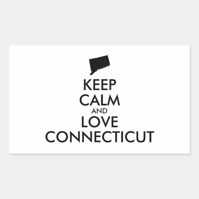 Adesivo Retangular Customizable KEEP CALM and LOVE CONNECTICUT (Frente)