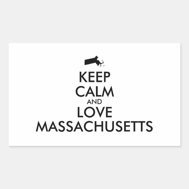 Adesivo Retangular Customizable KEEP CALM and LOVE MASSACHUSETTS (Frente)