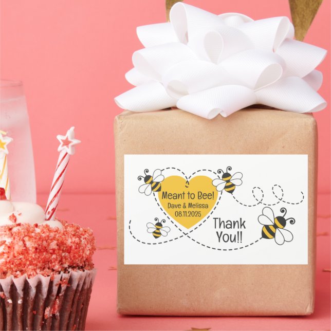 Adesivo Retangular Cute Meant to Bee Personalized Wedding  (Festa)
