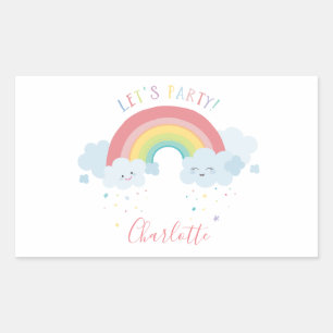 Adesivo Retangular CUTE RAINBOW CLOUDS Kawaii - cores pastel