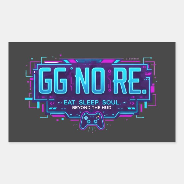 Adesivo Retangular ​Cyberpunk GG NO RE Gaming Aesthetic - Neon Gamer  (Frente)