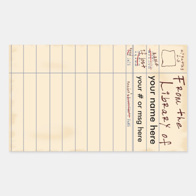 Adesivo Retangular Da Biblioteca de (Frente)