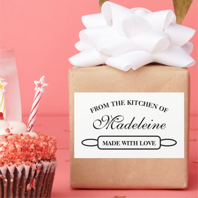 Adesivo Retangular Da cozinha de, feita com amor elegante (Festa)