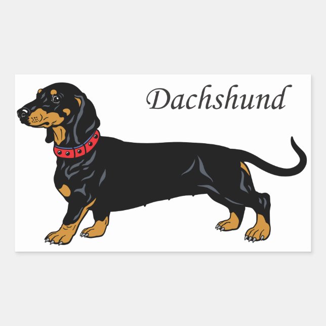Adesivo Retangular dachshund negro (Frente)