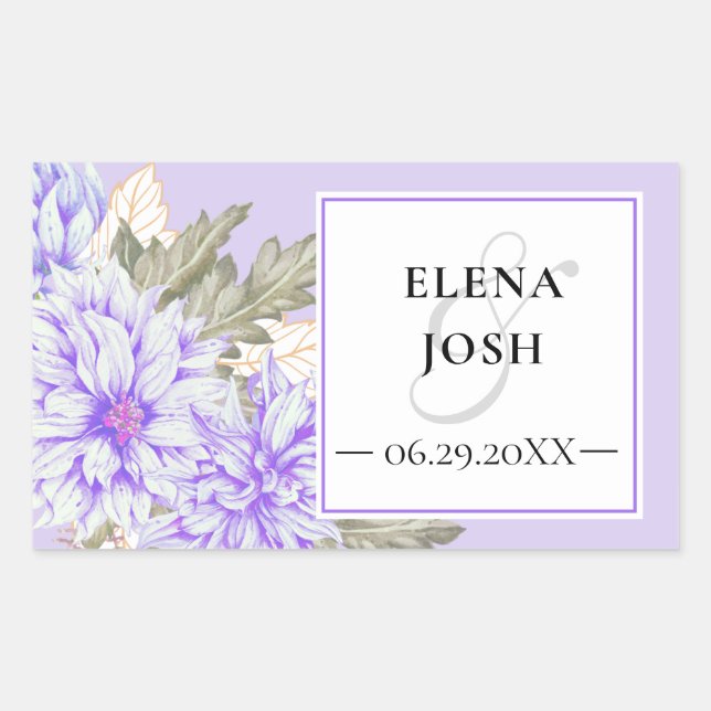 Adesivo Retangular Dahlias Ametyst Wedding Sticker (Frente)