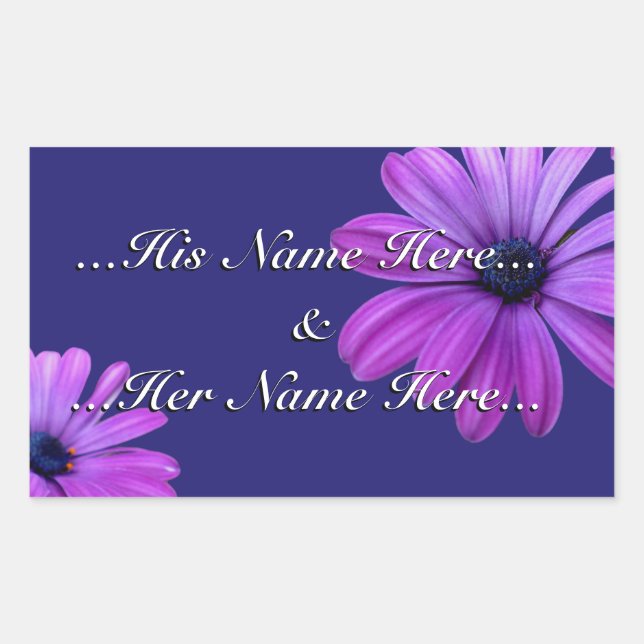 Adesivo Retangular Daisy Stickers Personalizados Blue Daisy Stickers (Frente)