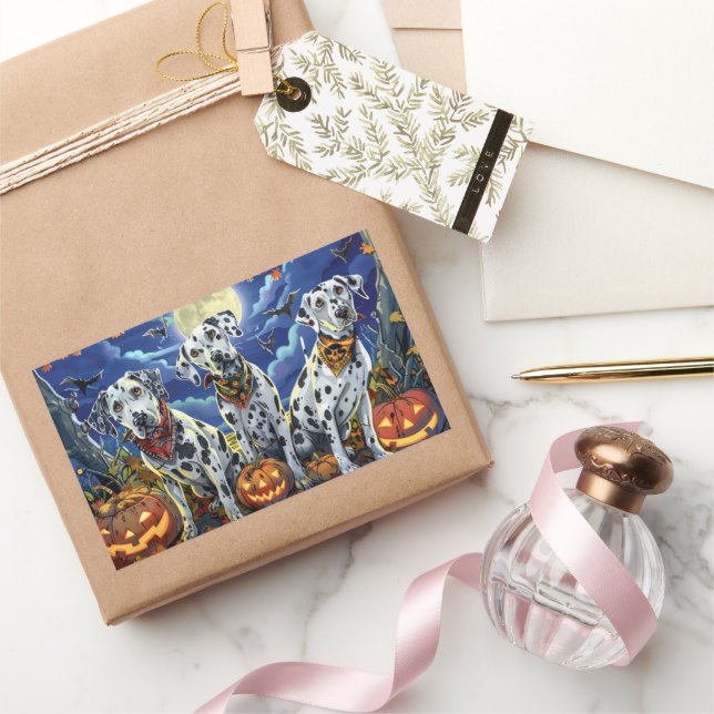 Adesivo Retangular Dalmaciano Halloween Spooky (Presentear)