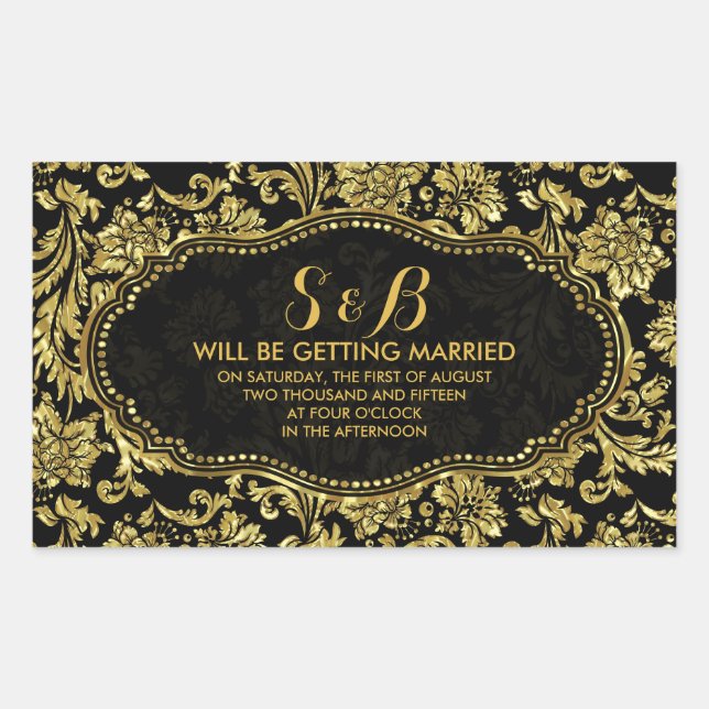 Adesivo Retangular Damasco Dourado Preto E Metálico 3a Padrão (Frente)