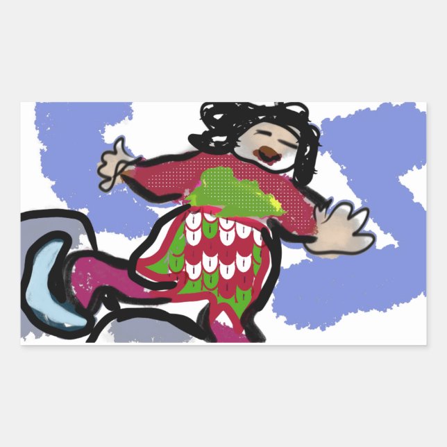 Adesivo Retangular dança do skate de gelo (Frente)