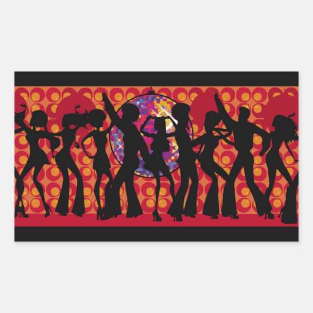 Adesivo Retangular dance-295134 dança partidária música disco 60ies s (Frente)