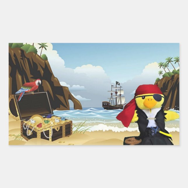 Adesivo Retangular Danny Duck o Pirata (Frente)