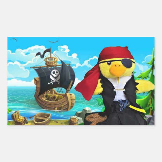 Adesivo Retangular Danny Duck o Pirata (Frente)