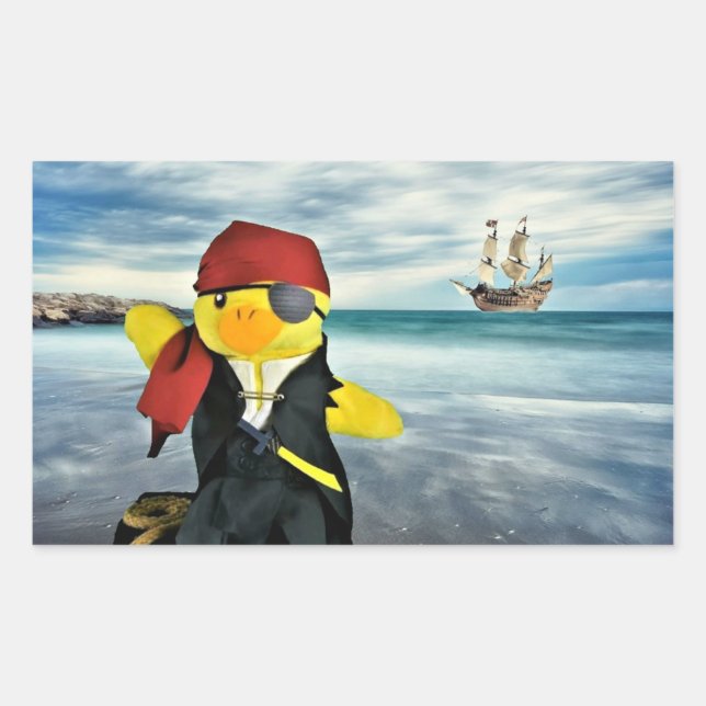 Adesivo Retangular Danny Duck o Pirata (Frente)