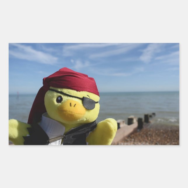 Adesivo Retangular Danny Duck o Vinheta Retangular Pirata (Frente)