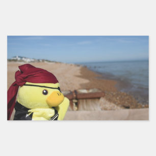 Adesivo Retangular Danny Duck o Vinheta Retangular Pirata