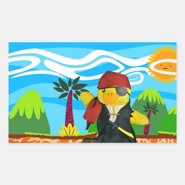 Adesivo Retangular Danny Duck o Vinheta Retangular Pirata (Frente)