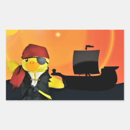 Adesivo Retangular Danny Duck o Vinheta Retangular Pirata