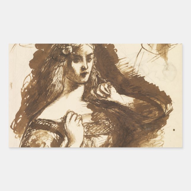 Adesivo Retangular Dante Gabriel Rossetti - Desenho De Meia Distância (Frente)