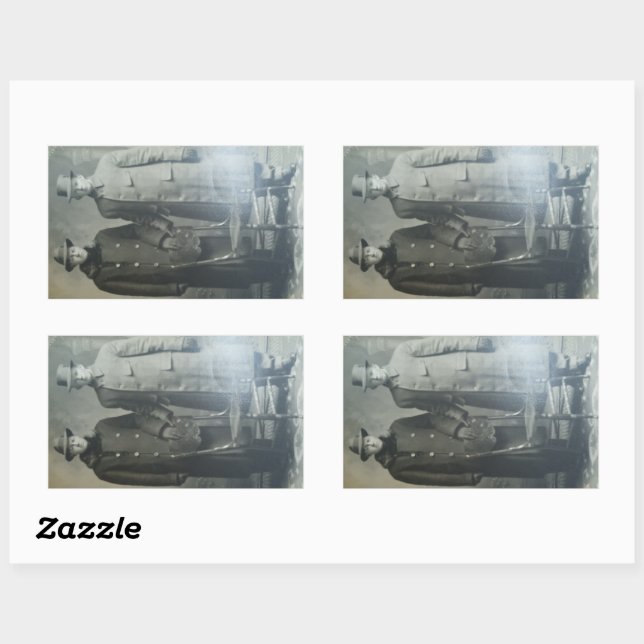 Adesivo Retangular Dapper Brothers in Overcoats RPPC Foto B&W (Folha)