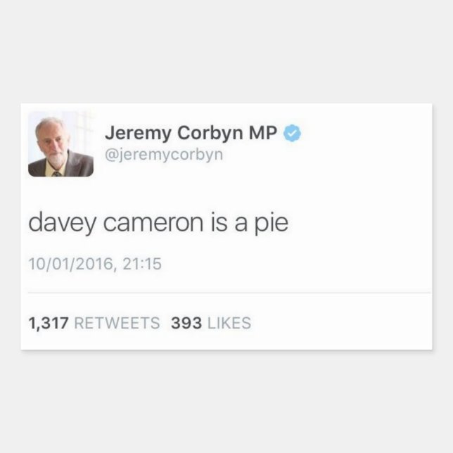 Adesivo Retangular Davey Cameron É Um Pie (Frente)