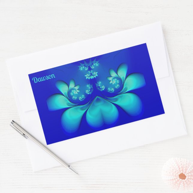 Adesivo Retangular DAWSON ~ Shades Aqua, Abstrato azul ~ (Envelope)